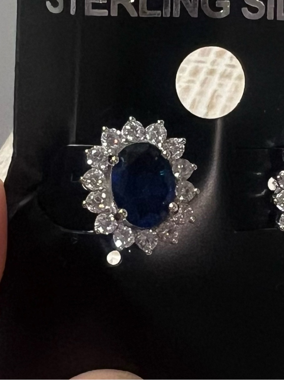 Classic Blue Sapphire Halo Stud Earrings - Unbranded, unworn brand new - Picture 3 of 6